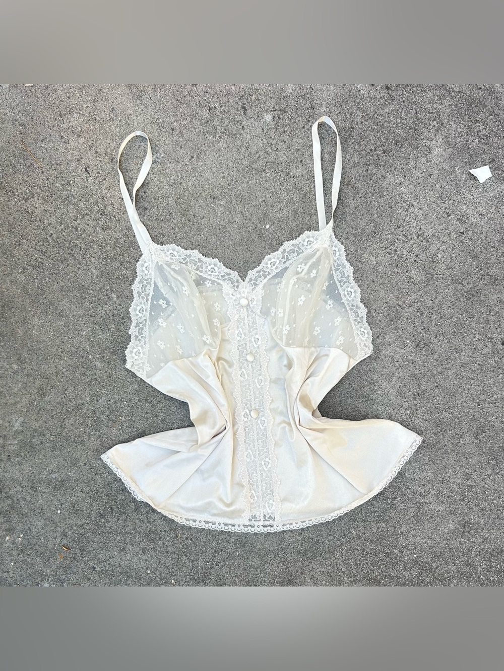 Vintage Y2K Babydoll Bustier Lace Cami | Sheer Lace Coquette Lingerie